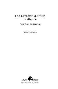 Cover image: The Greatest Sedition is Silence 1st edition 9780745320106