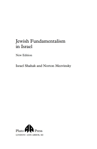 Cover image: Jewish Fundamentalism in Israel 2nd edition 9780745320915