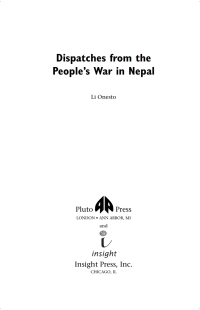 Titelbild: Dispatches From the People's War in Nepal 1st edition 9780745323404