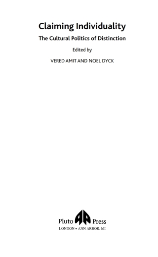 Cover image: Claiming Individuality 1st edition 9780745324586