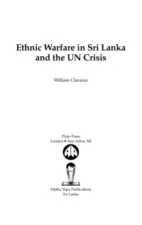 Imagen de portada: Ethnic Warfare in Sri Lanka and the UN Crisis 1st edition 9780745325255
