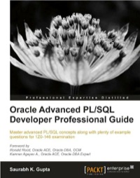 Cover image: Oracle Advanced PL/SQL Developer Professional Guide 1st edition 9781849687225