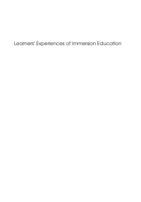 Cover image: Learners' Experience of Immersion Education 1st edition 9781853595608