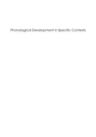 表紙画像: Phonological Development in Specific Contexts 1st edition 9781853595875
