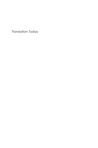 Cover image: Translation Today 1st edition 9781853596186