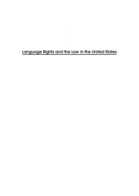Cover image: Language Rights and the Law in the United States 1st edition 9781853596582