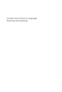 Cover image: Context and Culture in Language Teaching and Learning 1st edition 9781853596575