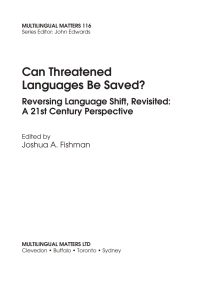 Cover image: Can Threatened Languages be Saved? 1st edition 9781853594922