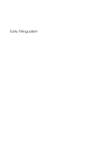 Titelbild: Early Trilingualism 1st edition 9781853598548