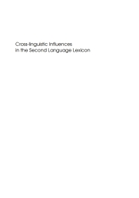 Cover image: Cross-linguistic Influences in the Second Language Lexicon 1st edition 9781853598562