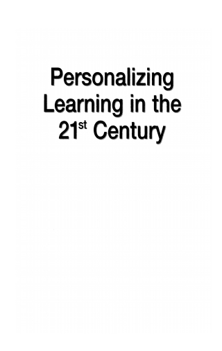 Cover image: Personalizing Learning in the 21st Century 1st edition 9781855392021