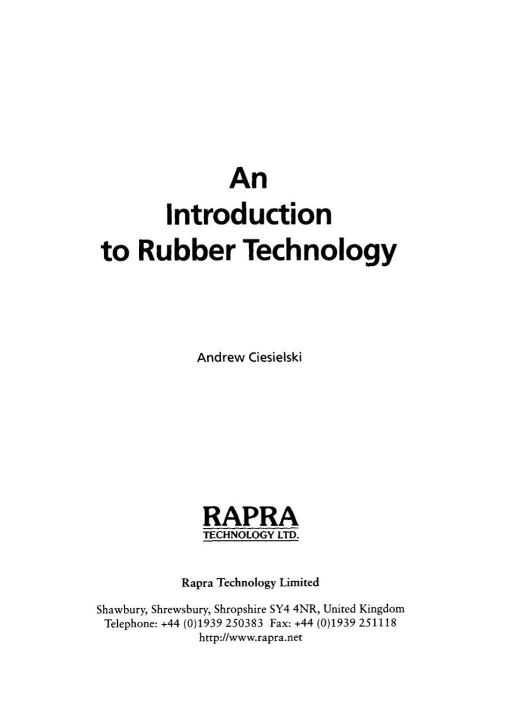 An Introduction to Rubber Technology