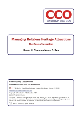 Cover image: Managing Religious Heritage Attractions: The Case of Jerusalem 9781908999665