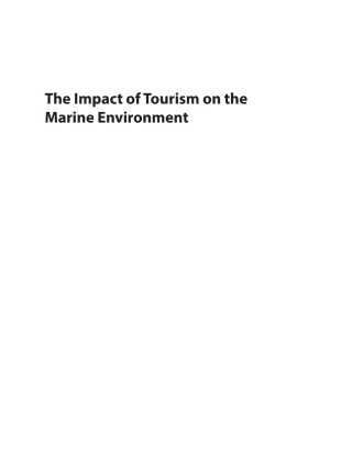 Cover image: The Impact of Tourism on the Marine Environment 9781911635581