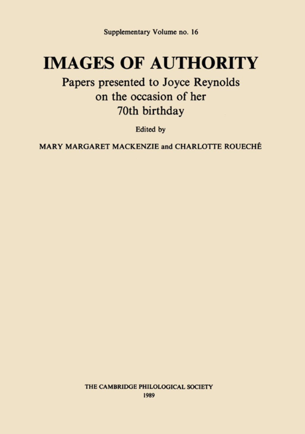 Images of Authority Papers Presented to Joyce Reynolds on the Occasion of her 70th Birthday