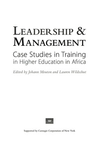 Cover image: Leadership and Management: Case Studies in Training in  Higher Education in Africa 9781920677893