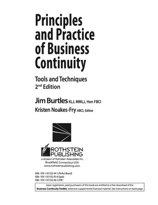 Cover image: Principles and Practice of Business Continuity 2nd edition 9781931332941