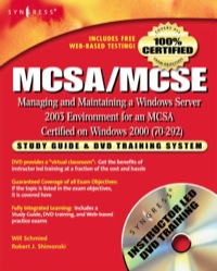Immagine di copertina: MCSA/MCSE Managing and Maintaining a Windows Server 2003 Environment for an MCSA Certified on Windows 2000 (Exam 70-292): Study Guide & DVD Training System 9781932266566