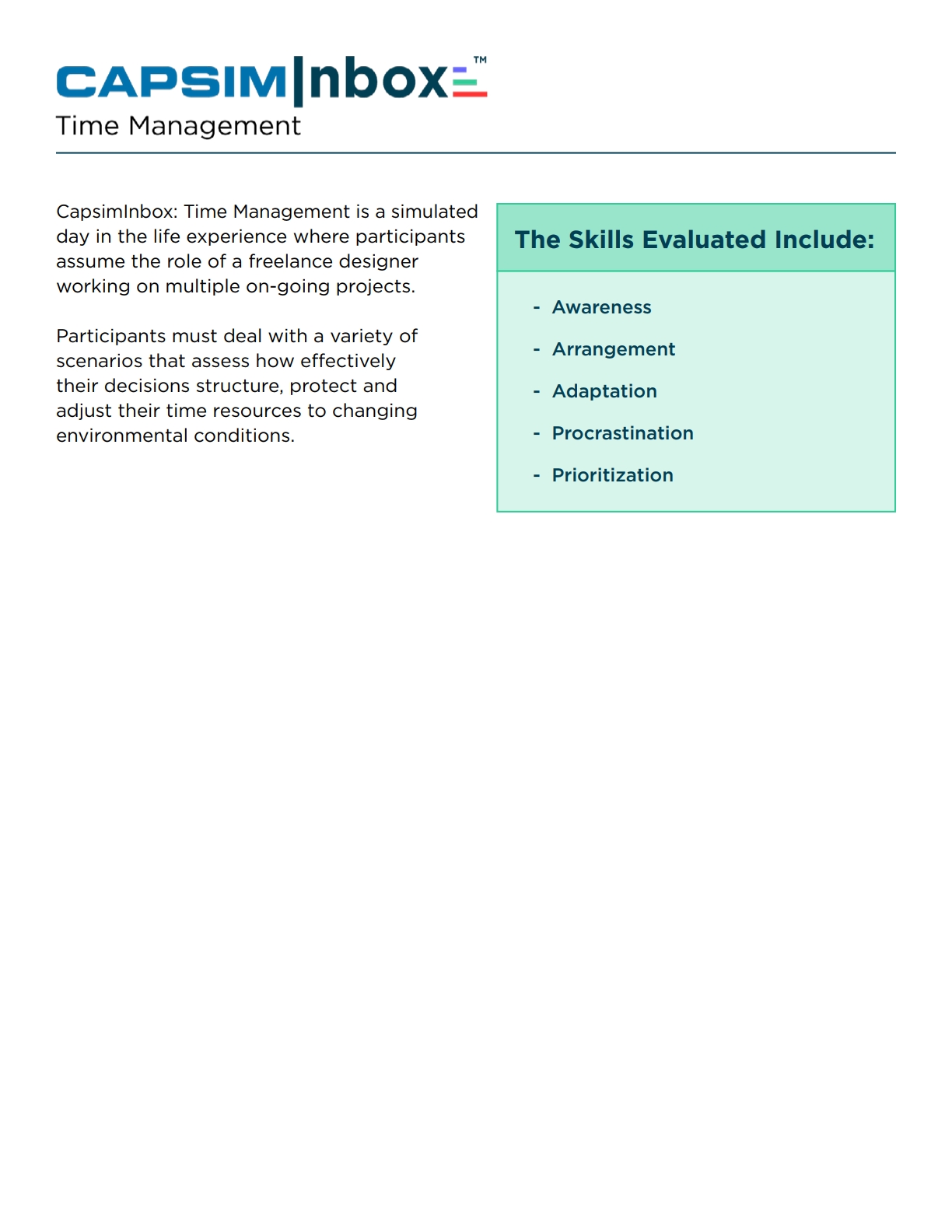 CapsimInbox: Time Management
