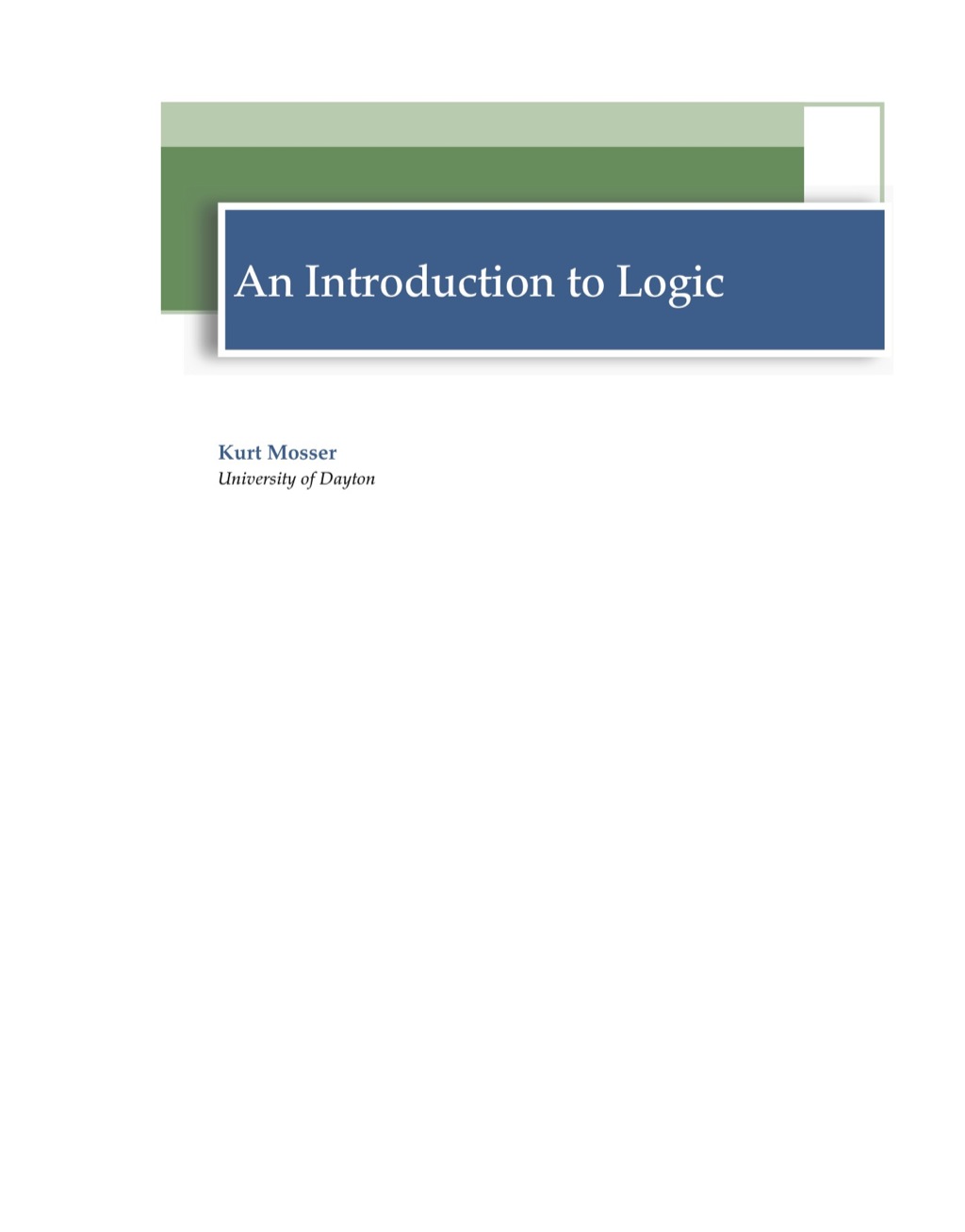An Introduction to Logic 1st Edition
