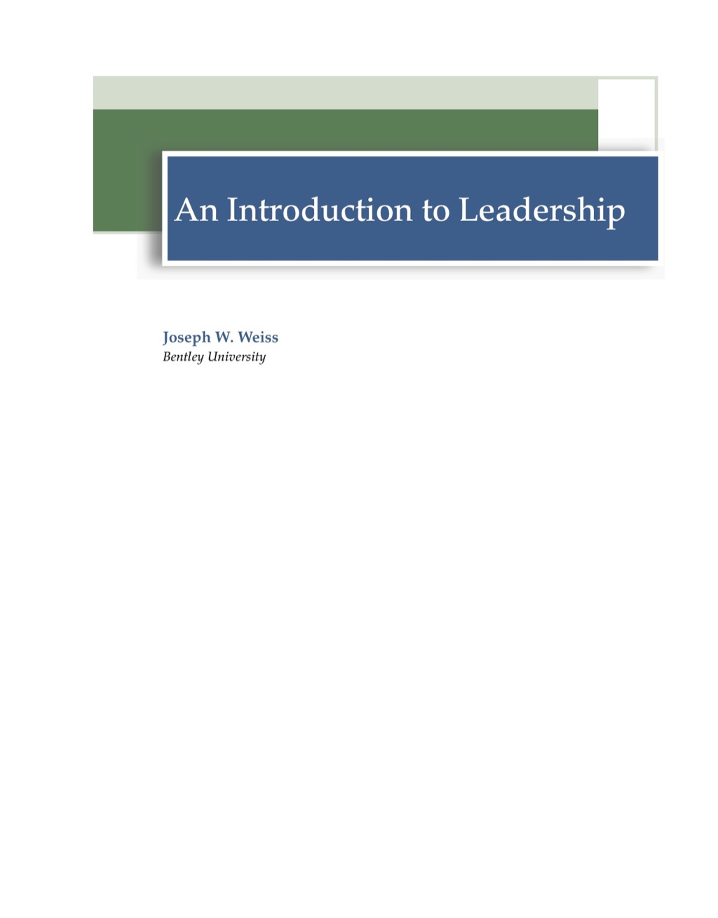An Introduction to Leadership 1st Edition