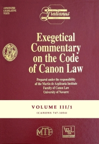 Imagen de portada: Exegetical Commentary on the Code of Canon Law - Vol. III/1 9781939231673