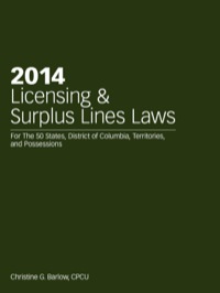 Cover image: 2014 Licensing & Surplus Lines Laws 127th edition 9781939829412