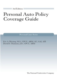 Cover image: Personal Auto Coverage Guide 3rd edition