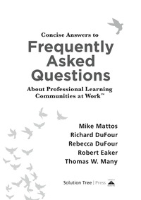 Imagen de portada: Concise Answers to Frequently Asked Questions About Professional Learning Communities at Work TM 1st edition 9781942496632