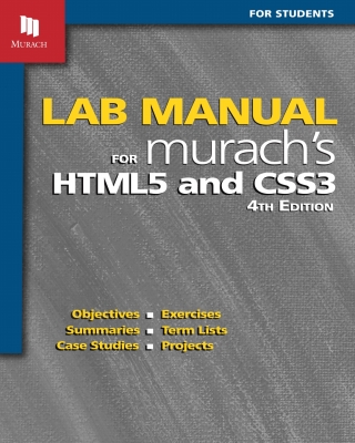 Cover image: Lab Manual for Murach’s HTML5 and CSS3 4th edition 9781943872459