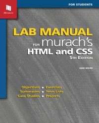 Immagine di copertina: Lab Manual for Murach's HTML and CSS 5th edition 9781943872923
