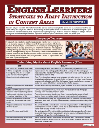 Cover image: English Learners: Strategies to Adapt Instruction in Content Areas 1st edition 9781938539930