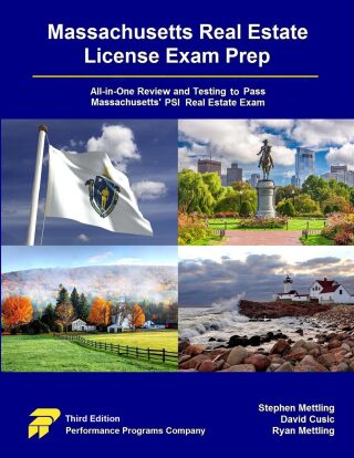 Cover image: Massachusetts Real Estate License Exam Prep: All-in-One Review and Testing to Pass Massachusetts' PSI Real Estate Exam 3rd edition 9781955919746