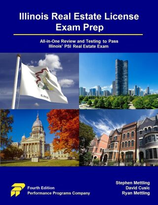 Cover image: Illinois Real Estate License Exam Prep: All-in-One Review and Testing To Pass Illinois' PSI Real Estate Exam 4th edition 9781965482155