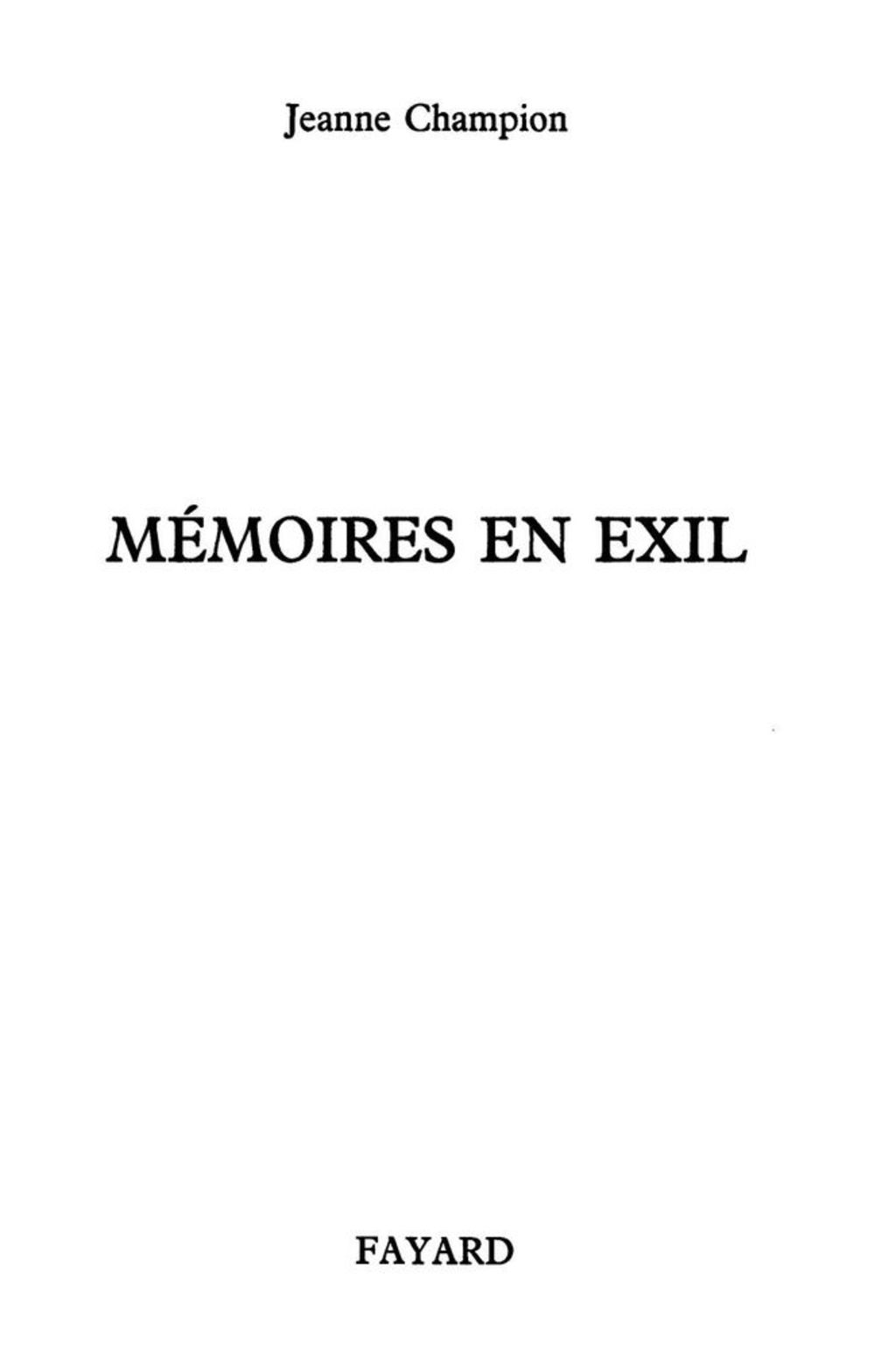 Mémoires en exil