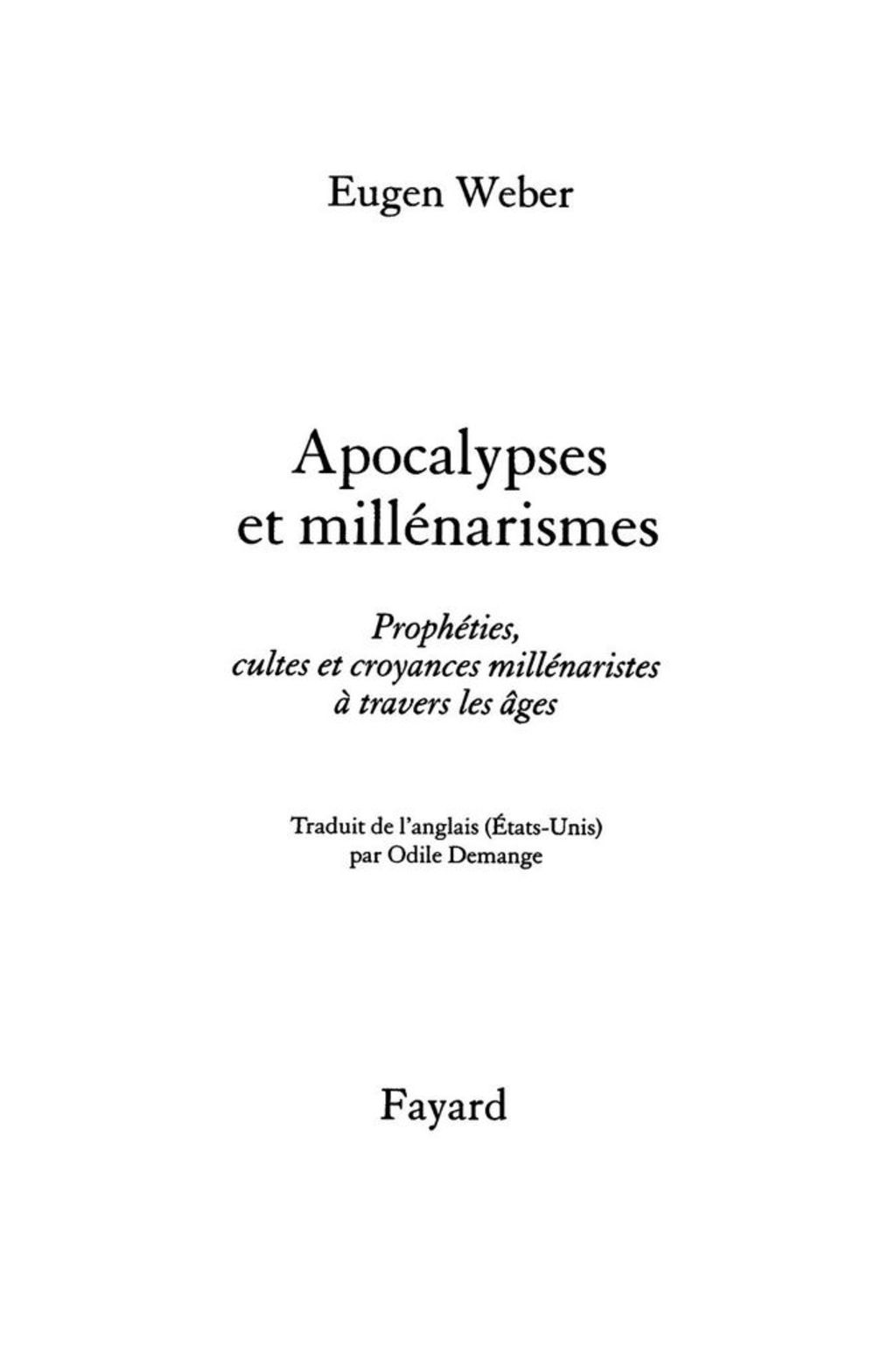Apocalypses et Millénarismes
