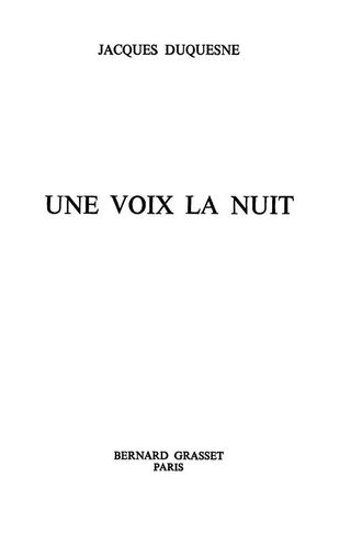 Cover image: Une voix la nuit 9782246008224