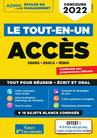 Cover image: Le tout-en-un ACCES : ESDES, ESSCA, IESEG - Concours 2022 5th edition 9782311209792