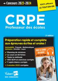 Cover image: Concours CRPE - Professeur des écoles - Concours 2023-2024 - Préparation rapide et complète aux é... 9th edition 9782311213911