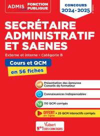 Cover image: Concours Secrétaire administratif et SAENES - Catégorie B - Cours et QCM en 56 fiches 3rd edition 9782311217216