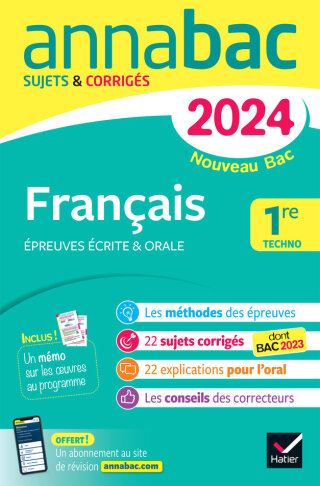 Cover image: Annales du bac Annabac 2024 Français 1re technologique (bac de français écrit & oral) 9782278105779
