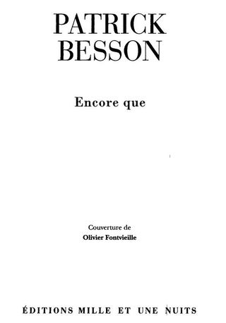 Cover image: Encore que 9782842058708