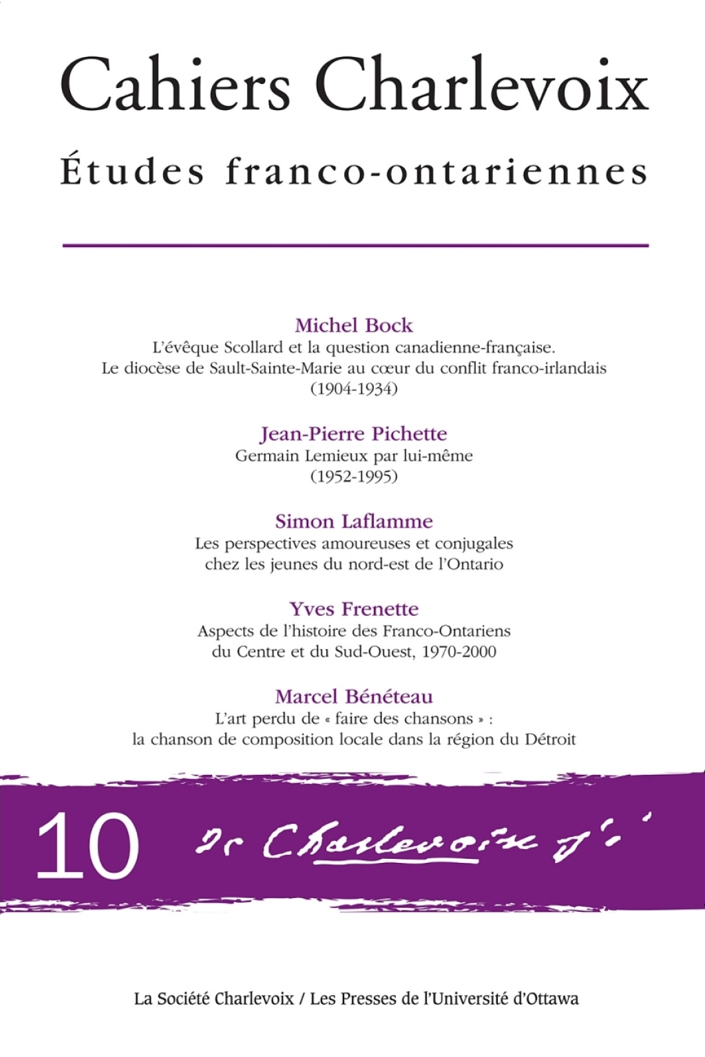 Cahiers Charlevoix 10 Études franco-ontariennes