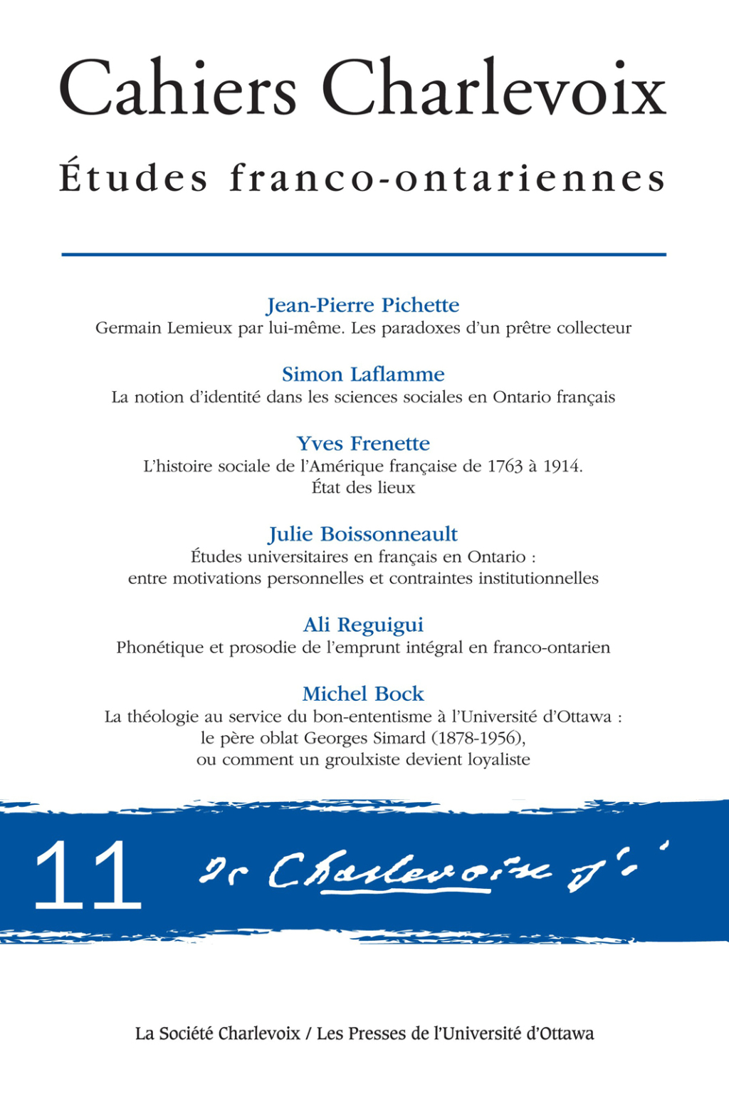 Cahiers Charlevoix 11 Études franco-ontariennes 11th Edition