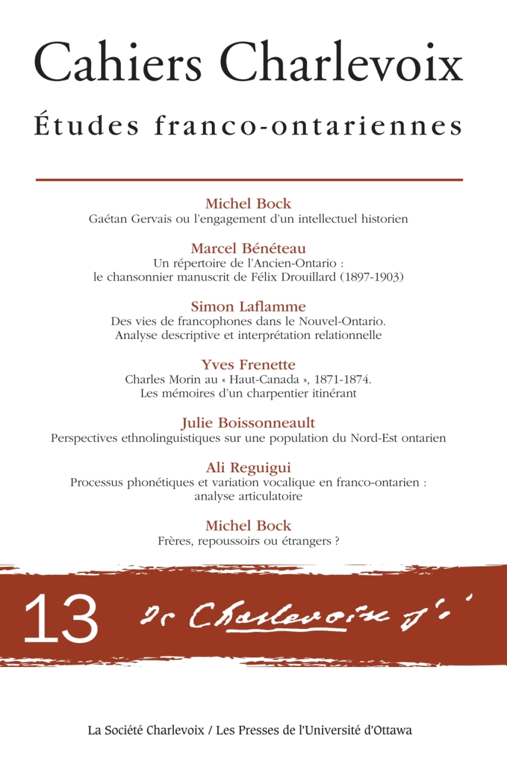 Cahiers Charlevoix 13 Études franco-ontariennes 13th Edition