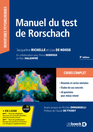 Cover image: Manuel du test de Rorschach 3rd edition 9782807341760