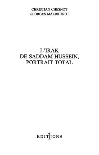 Cover image: L'Irak de Saddam Hussein, portrait total 9782846121088