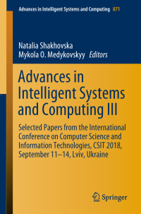 Cover image: Advances in Intelligent Systems and Computing III 9783030010683