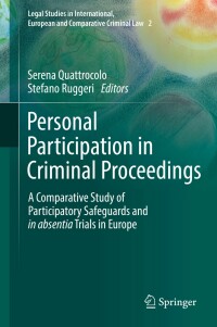 Immagine di copertina: Personal Participation in Criminal Proceedings 9783030011857