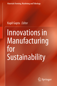 Cover image: Innovations in Manufacturing for Sustainability 9783030032753